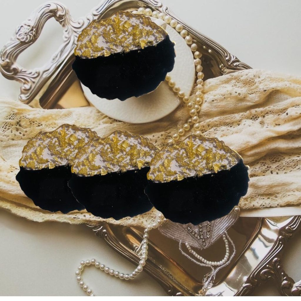 Natural Agate Crystal Coaster Slice,Set of 4 Decorative Geode for Home, Office, Party Decor