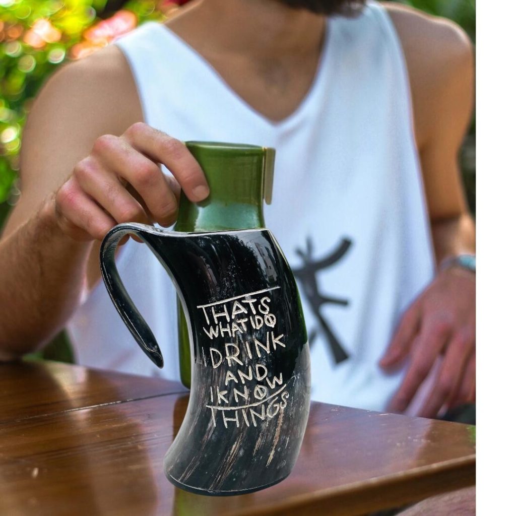 Viking Cup Drinking Horn Tankard Authentic Medieval Inspired Drinking Mug [500-750ML Capacity May Vary]